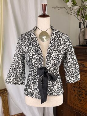 Cotton Unique Willi Smith Blazer Lightweight Jacket with Abstract Floral Print M